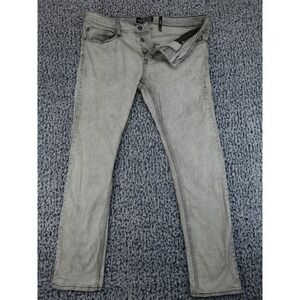 Rude Skinny Jeans Mens 36x32 Gray Acid Wash Button Fly Grunge Punk Emo Denim